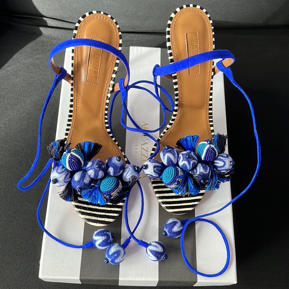 Aquazzura 105mm Tropicana Sandals Size 9 - Picture 2 of 8